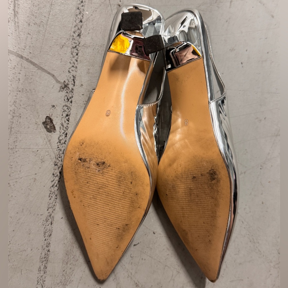 ! SOLD ! Silver Kitten Heels - Picture 3 of 3